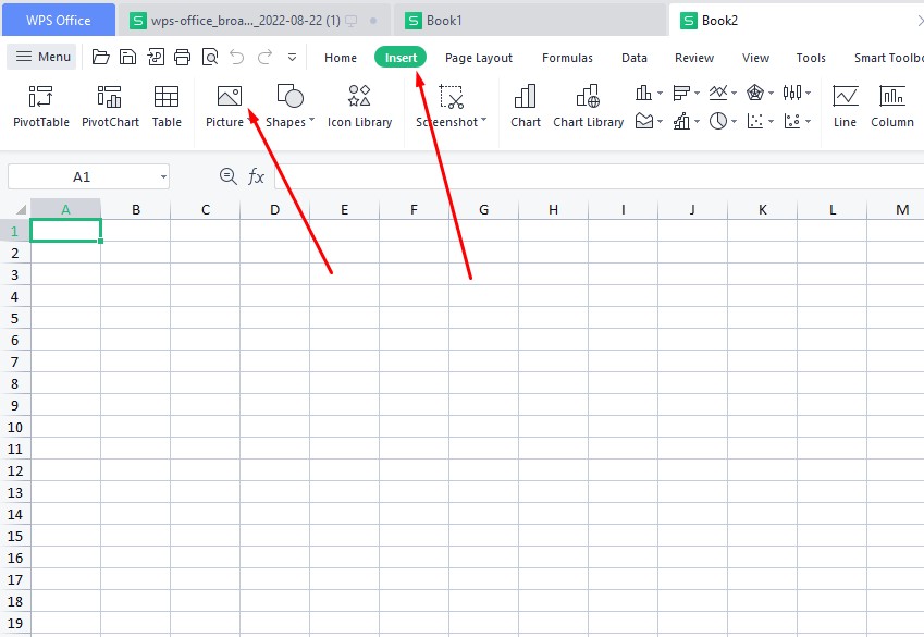 insert picture wps office spreadsheets