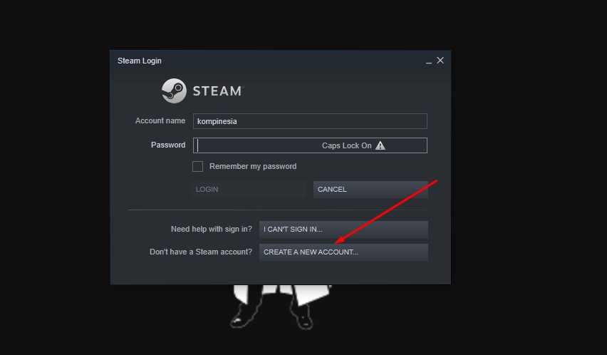 create a new account steam