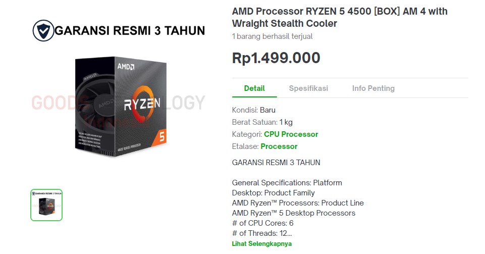 AMD Processor RYZEN 5 4500