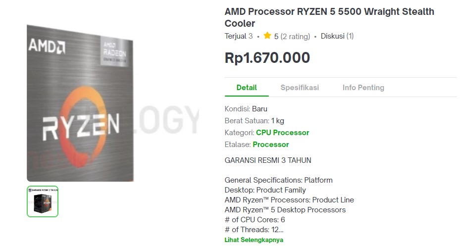 AMD Processor RYZEN 5 5500