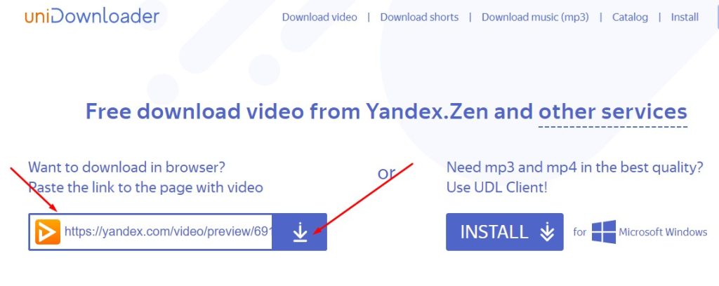 masukan url video yandex ke unidownloader
